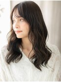 黒髪アッシュ波巻きウェーブパーマエアリーロングY越谷30代40代