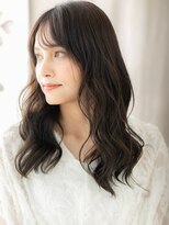 モッズヘア 越谷(mod's hair)&nbsp;黒髪アッシュ波巻きウェーブパーマエアリーロングY越谷30代40代