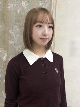 ミルクティベージュ/ダブルカラー/ブリーチなし/ボブ