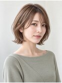 サイドバング×柔らかくびれボブ