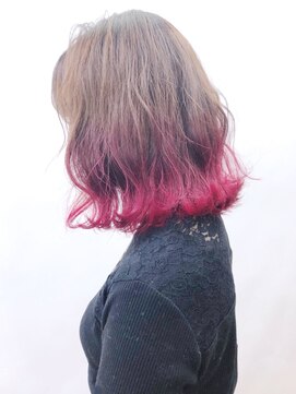 アルバム 渋谷パルコ(ALBUM) ビビットピンク袖カラー_毛先パーマことりベージュ_ba265803