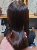 ミディアムストレートモカブラウン艶髪美髪