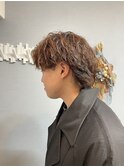 センターパート×パーマ