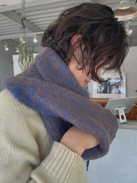 こなれミディ簡単スタイリング顔周りカットセミウェットウェーブ