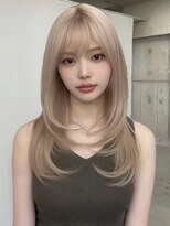 ランテルディ 渋谷(LANTERDIT)&nbsp;グレージュロングヘアブリーチなしウルフパーマミディアムヘア☆