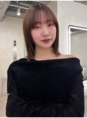 顔周りカット/縮毛矯正/ダークブラウン/コーラルにピンク/ボブ