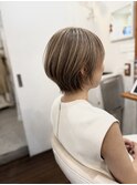 大人可愛い丸みショートボブ×透明感ベージュ