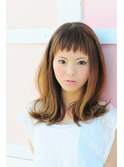 デザインカラー/セミディ/くびれカット/眉上バング/オン眉/小顔