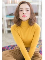 ラフかわいい…ミルクティーブラウン・抜け感・色っぽミディb