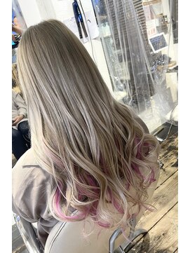 ヴァンクラウド 奈良店(VENT-CLOUD) 大人可愛いホワイトベージュ×ピンクグラデーションエクステ