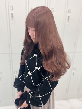 ランテルディ 渋谷(LANTERDIT) ハイトーンカラー 艶感 姫カット ぱっつん前髪 ベージュ