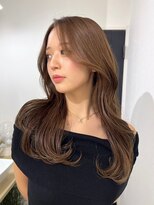 ベル(BHEL) ミルクティーベージュカラー顔まわりレイヤー韓国ブリーチカラー