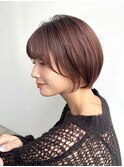 大人ショートボブ前髪ありひし形丸み丸顔面長絶壁K20241229