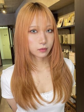 サニー 渋谷(SUNNY) nアプリコットオレンジ、ホワイトブロンド、ロングレイヤー