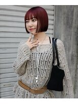 レコ 渋谷(LECO)&nbsp;ワインレッドボルドーミニボブブリーチなしカラー