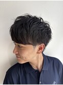 ラウンドショートレイヤーツーブロックメンズショート