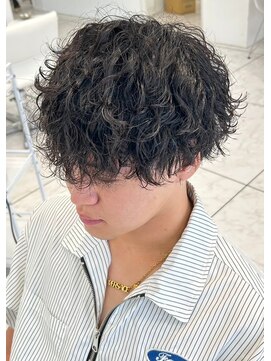 エース 岡崎店(Ace) 波巻きスパイラルパーマメンズマッシュツイストブルーブラック