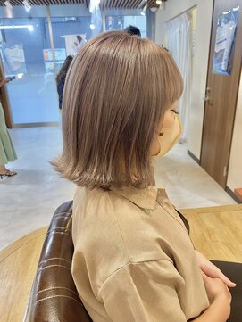 サンドレオ 新宿店(sand Leo) 顔周りカット/縮毛矯正/ダークブラウン/コーラルピンク