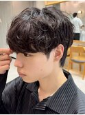 渋谷波巻きツイストスパイラルシャドウルーズパーマツーブロック