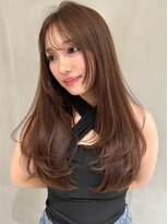 Moalana 名古屋 栄/髪質改善/縮毛矯正/レイヤー【モアラナ】 ダークパープル/クラゲカット/顔周りレイヤー/ミルクブラウン