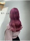黒髪/グレーベージュ/レイヤーロング/前髪パーマ