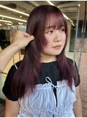 【大久保】ダブルカラーレッドパープルカラー顔まわりカット