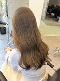 韓国ヘア顔周りレイヤー暗めミルクティーベージュグレージュ