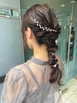 ソーエン バイ ヘッドライト 熊本店(soen by HEADLIGHT) 結婚式ヘアセット編みおろしアップスタイル