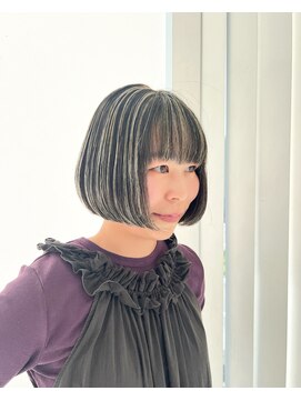 ユウヘアー 師勝店(U Hair) 地毛ハイライトボブベージュカラー