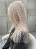 原宿　ホワイトベージュ　顔まわりレイヤー　ケアブリーチ2回