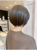 福山市美容室Caary人気 キャラメルベージュふわっと丸みショート