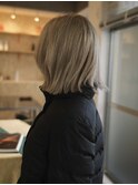 大人ボブハイトーンレイヤーボブウルフ/ホワイトブロンド