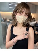 韓国ヘアーハッシュカットレイヤーカットグレージュブリーチ無し