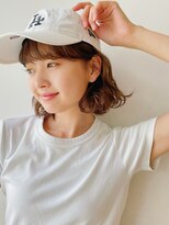 デジタルパーマ チェリーブラウン 伸ばしかけヘア イメチェン