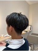 ブルーブラック王道マッシュに清潔感と抜け感をプラス