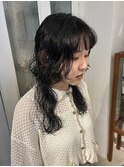 ロングウルフパーマレイヤーカットグランジパーマ前髪パーマ