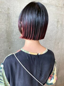 セル(CELL) ミニボブ 大人ショート 顔周りカット ワインレッド ショートボブ