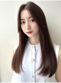 髪質改善ロングレイヤー顔まわりカットココアブラウンKA-87