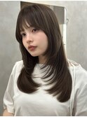 美髪レイヤーカット/顔まわりレイヤー/くびれミディアムレイヤー
