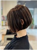 宇都宮ショートカット白髪ぼかしハイライト白髪染め髪質改善