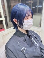 ヌフ(neuf)&nbsp;顔周りレイヤー×ネイビーブルーショート【イメチェン/池袋】