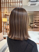 オーガニックトリコ 所沢(organic+tricot)&nbsp;40代50代◎秋カラー◎大人グレージュハイライト×外はねボブ