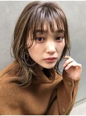 ショコラベージュふんわりミディ×デザインハイライト