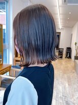 Say.切りっぱなしボブ縮毛矯正韓国カーキベージュ外ハネボブ青山