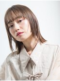 顔回りレイヤーくびれストレート　ライトベージュ