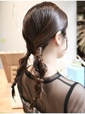 ツインテールの編み下ろしアレンジ