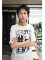 メンズレコ 渋谷(MEN'S LECO)&nbsp;ブルーブラックフェザーパーマ刈り上げセンターパート