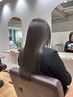 毛先整えカット＋全体カラー＋グロストリートメント　￥9000～　韓国風