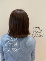 ノート ヘアーサロン(NOTE HAIR SALON)&nbsp;大人可愛い☆外ハネミディオリーブアッシュ