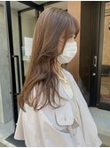 【中澤彩乃】チョコブラウンブリーチなしレイヤーカット前髪